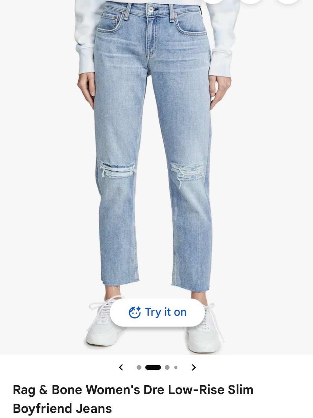 rag & bone Light Wash Distressed Boyfriend Jeans